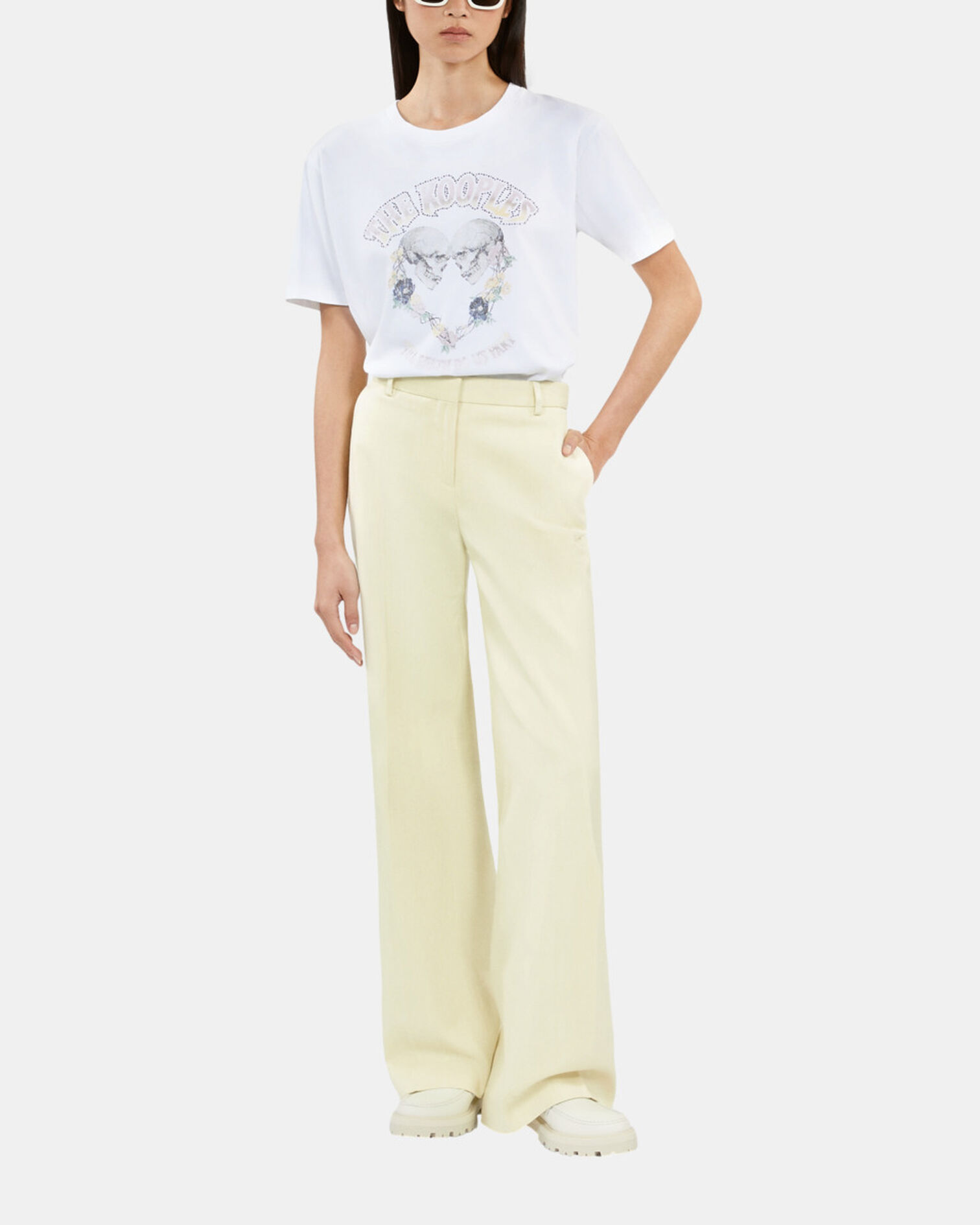 Pantalon tailleur jaune clair, BRIGHT YELLOW, hi-res image number null