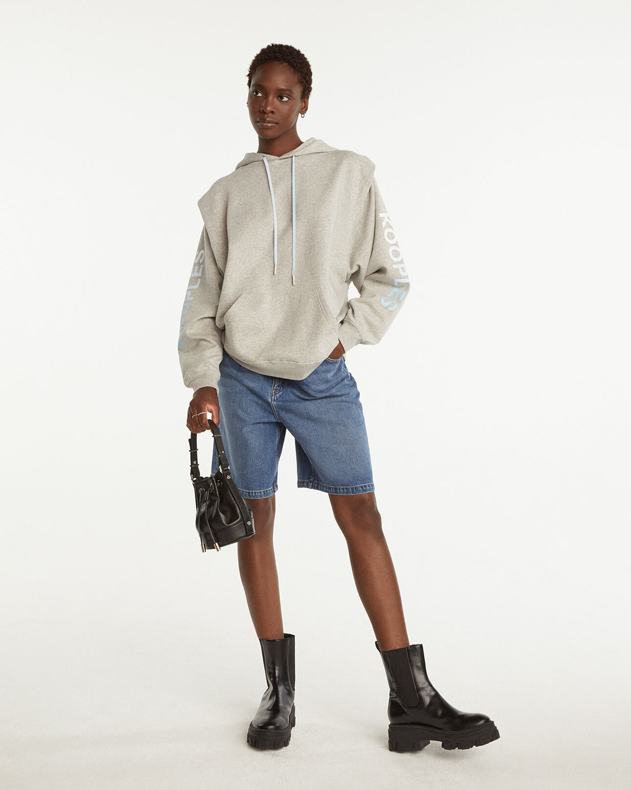 The Kooples FEMME LIGHT GREY MELANGE sweat gris oversize logo tie and dye