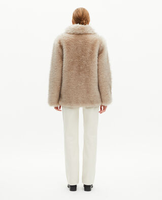 The Kooples DAMEN BEIGE MELANGE mantel in pelzoptik beige