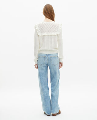 The Kooples WOMEN ECRU cardigan with ruffles in ecru merino wool