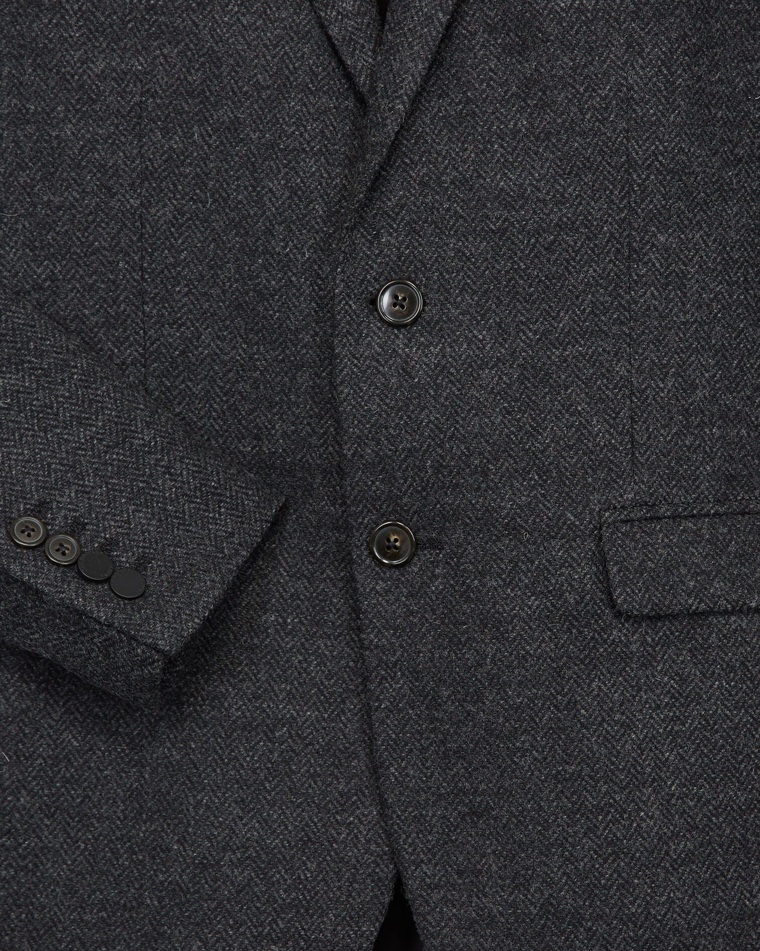 Black wool blazer with herringbone motif, BLACK GREY, hi-res image number null
