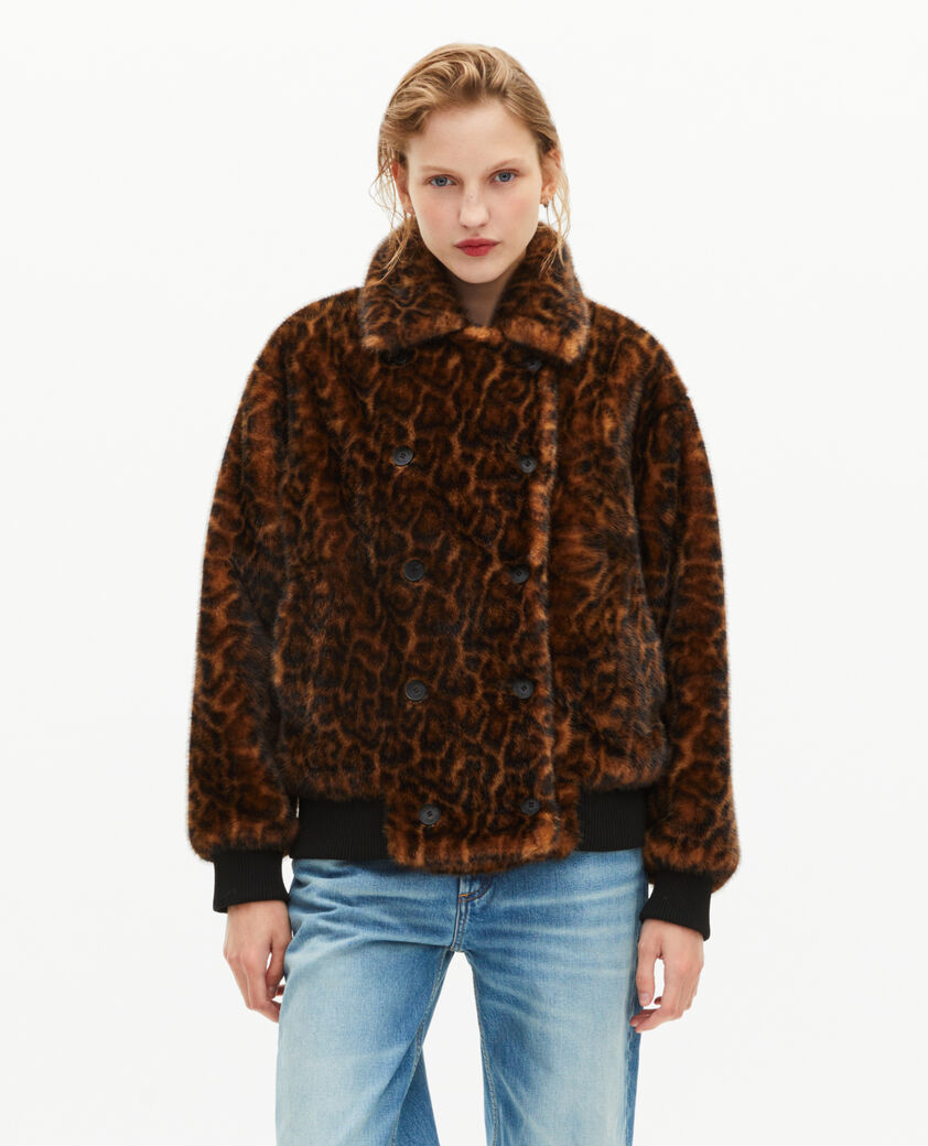 The Kooples FEMME LEOPARD manteau court effet fourrure léopard
