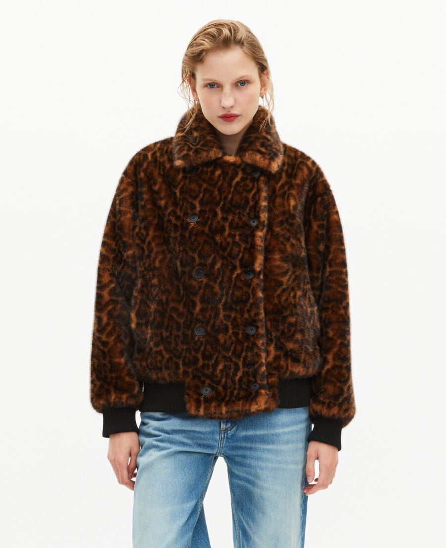 The Kooples FEMME LEOPARD manteau court effet fourrure léopard