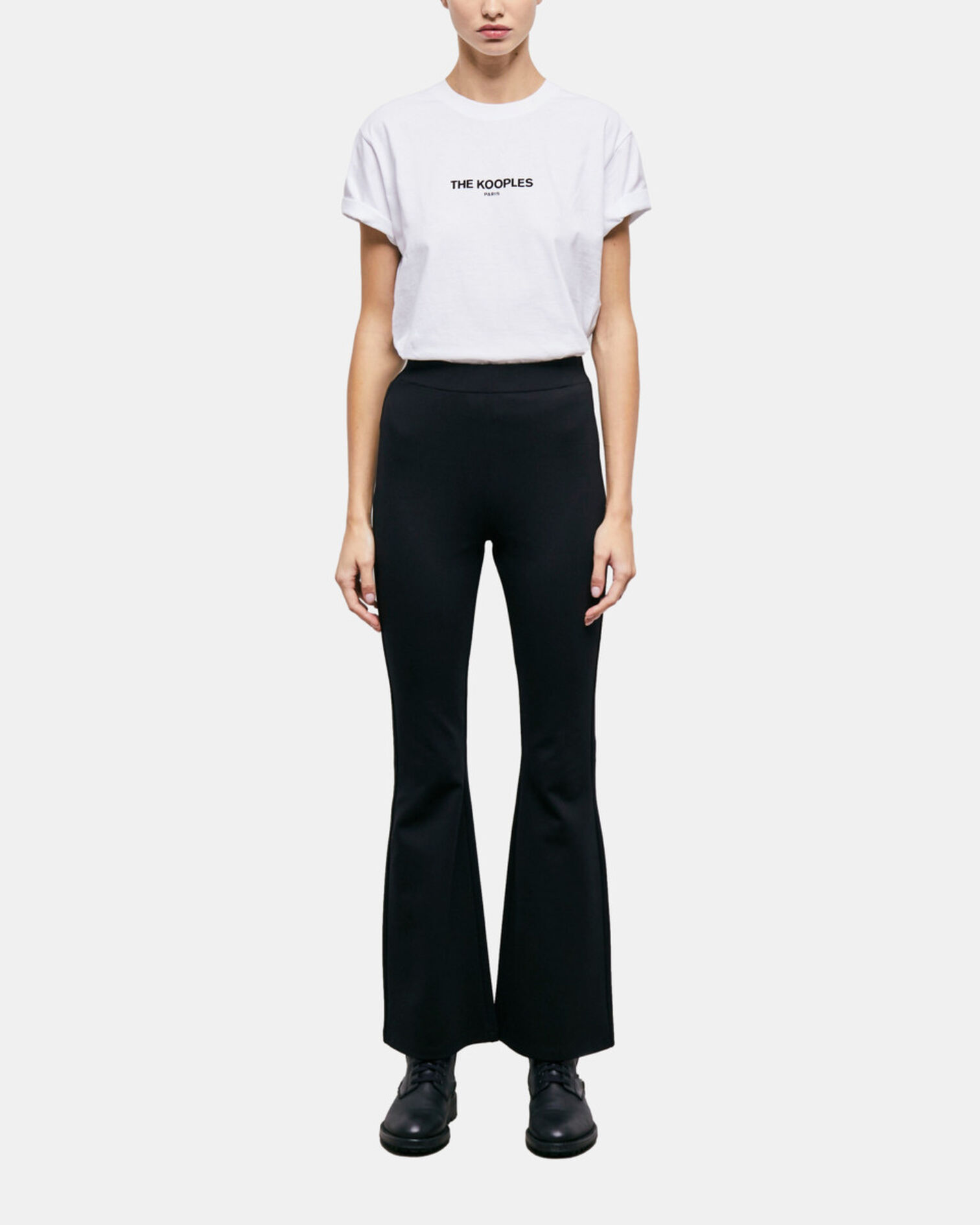 Pantalon flare noir, BLACK, hi-res image number null