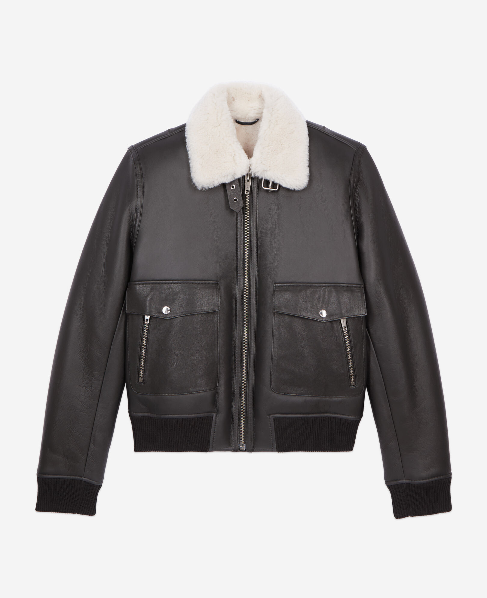 The Kooples HOMME BLACK peau lainée courte noire