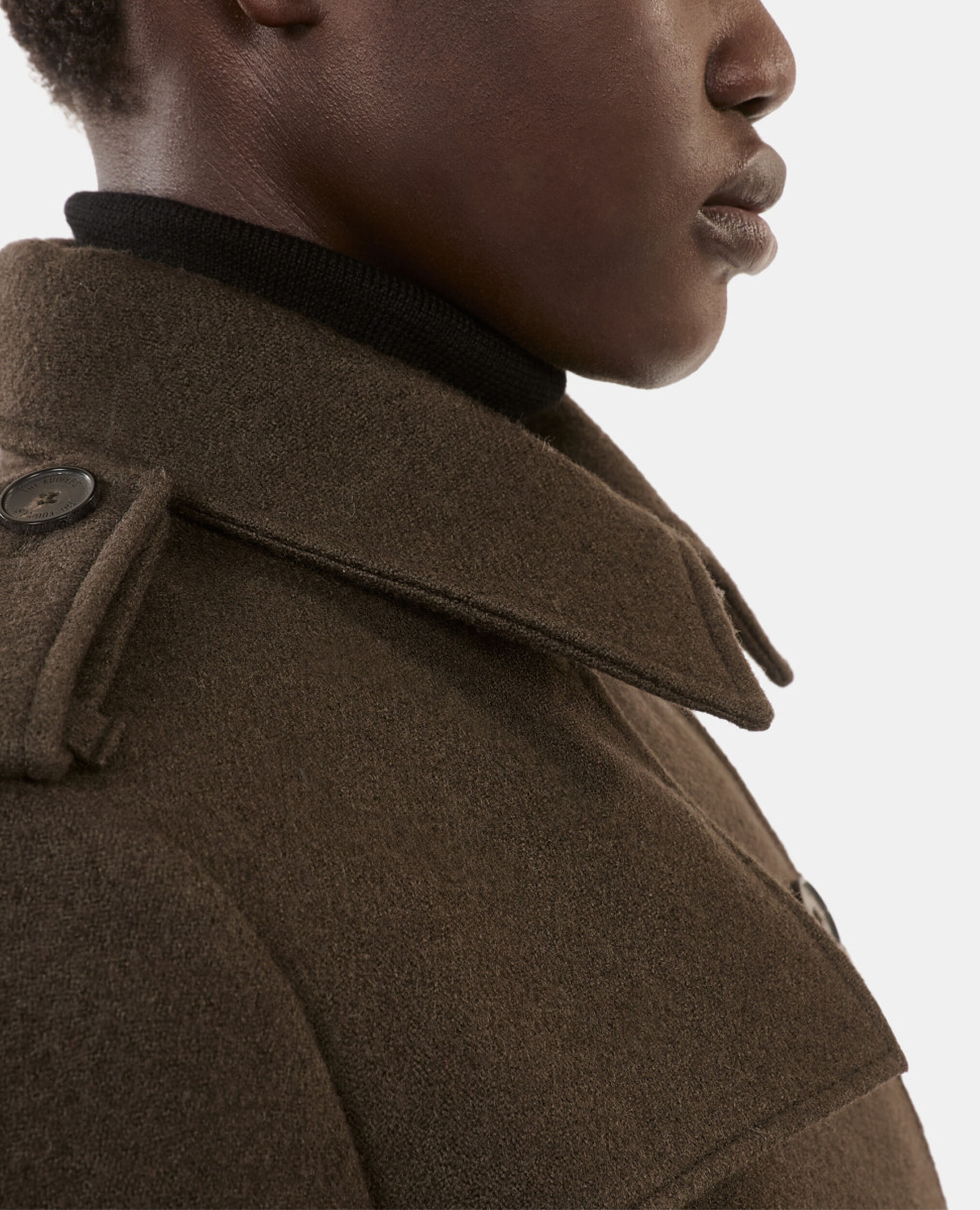 Long wool coat in khaki trench style, KAKI, hi-res image number null