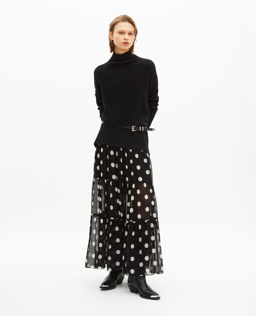 The Kooples WOMEN BLACK WHITE black polka dot print long skirt