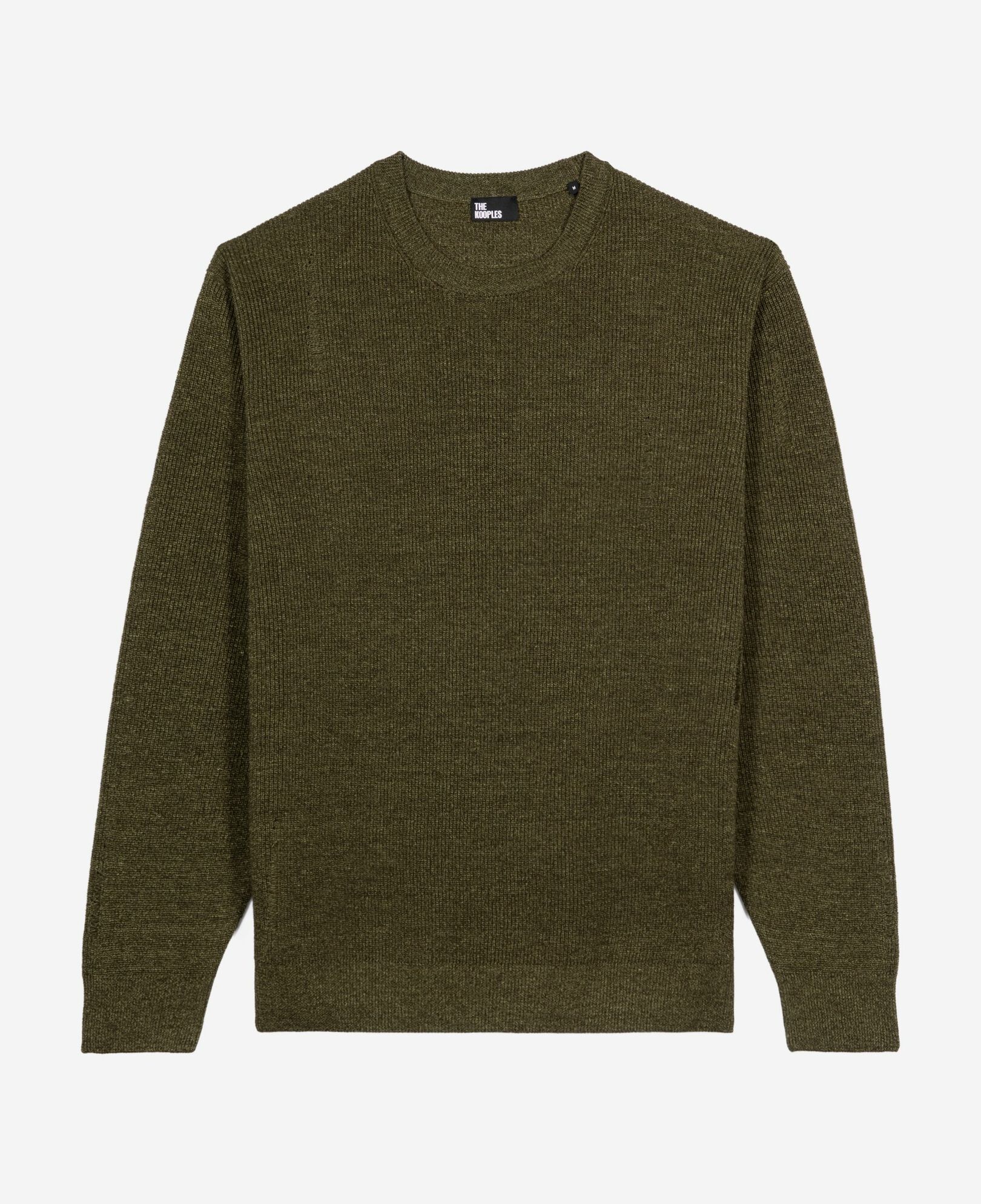 The Kooples MEN OLIVE KAKI khaki wool and linen sweater