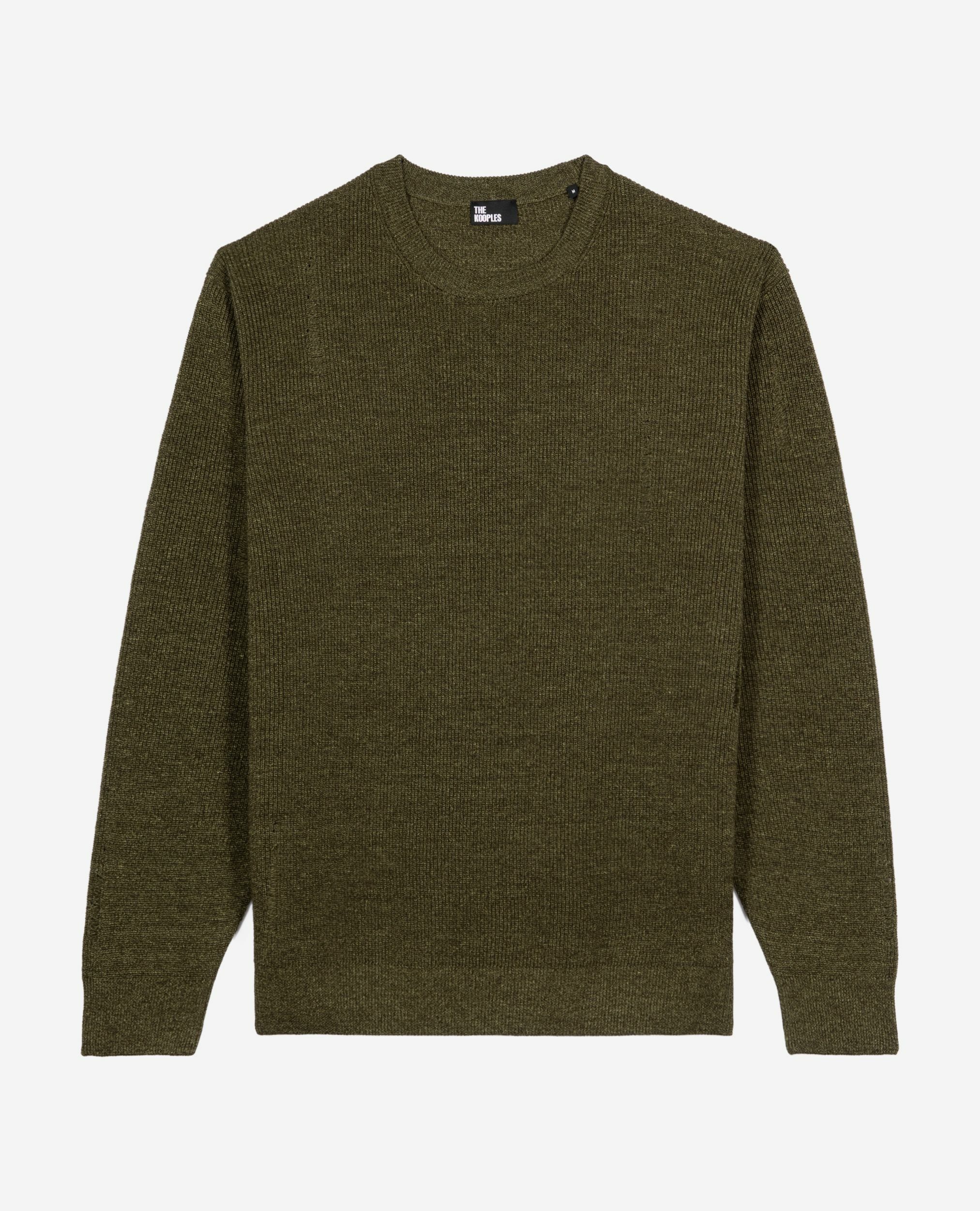 Khaki wool and linen sweater, OLIVE KAKI, hi-res image number null