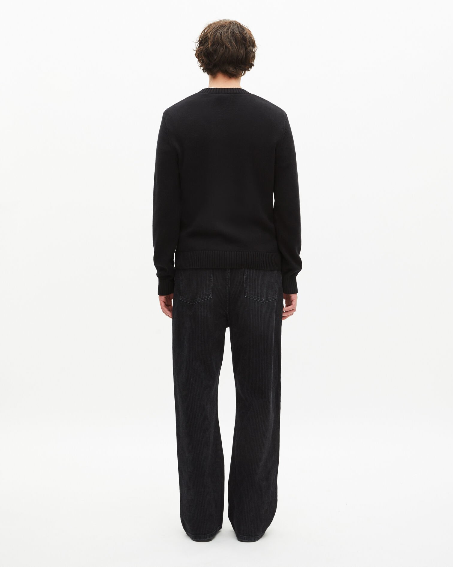 Black skull screen-printed sweater, BLACK-ECRU, hi-res image number null