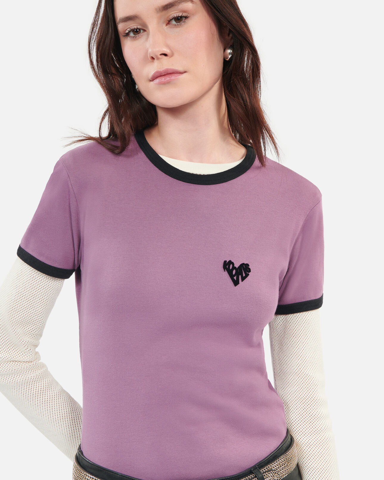 The Kooples WOMEN PRUNE purple kooples heart t-shirt