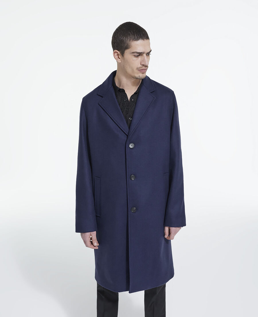 Navy blue wool coat | The Kooples - UK