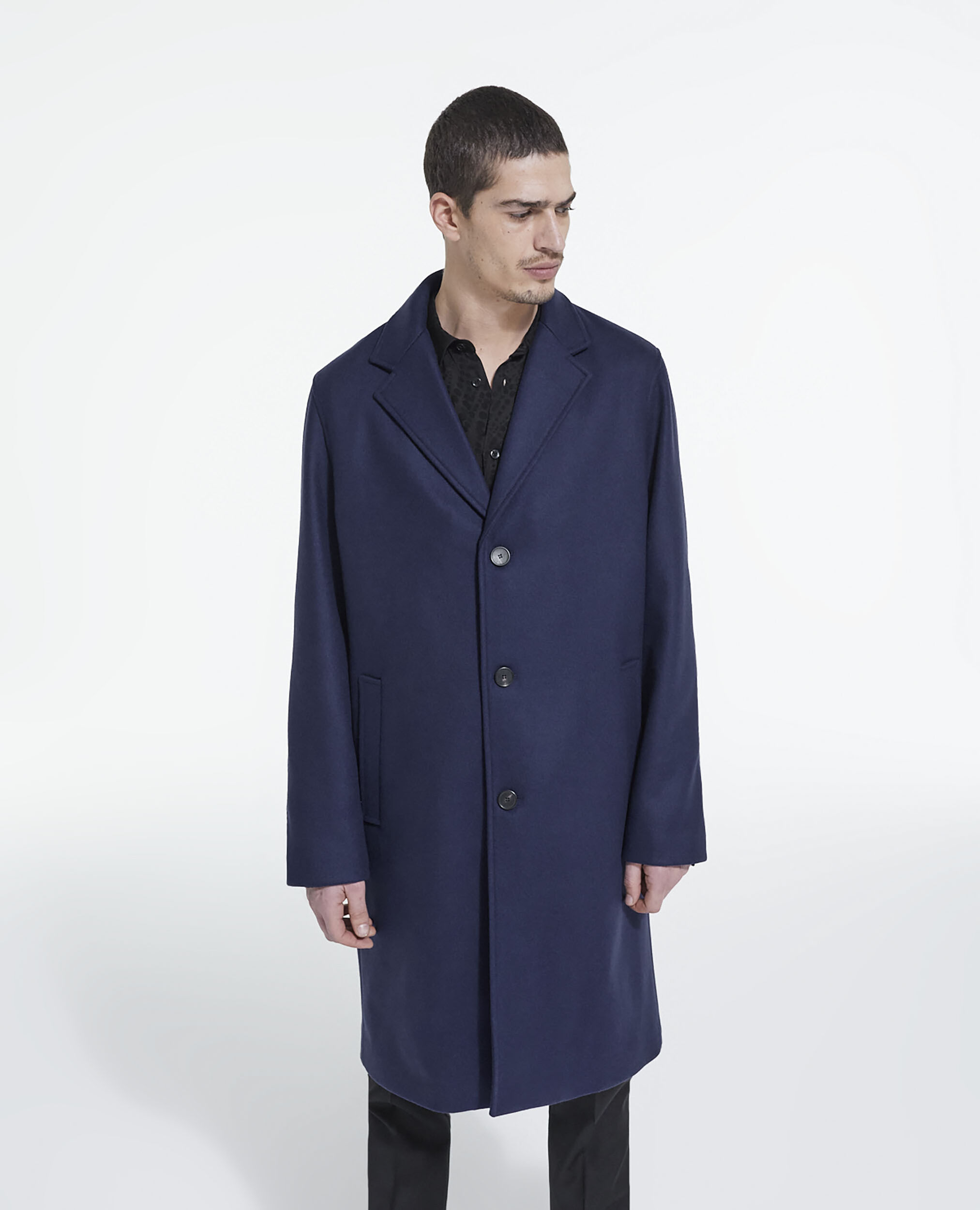 Navy blue wool coat, DARK NAVY, hi-res image number null