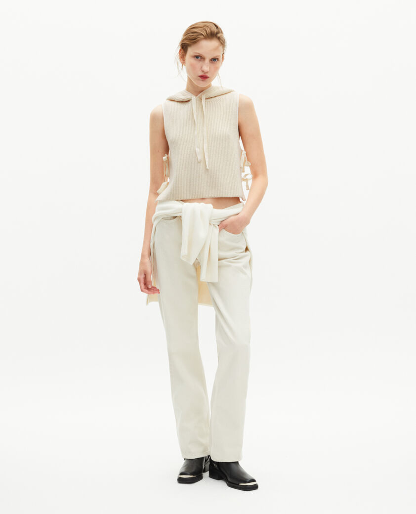 The Kooples FEMME ECRU pull sans manches pull en laine et coton écru