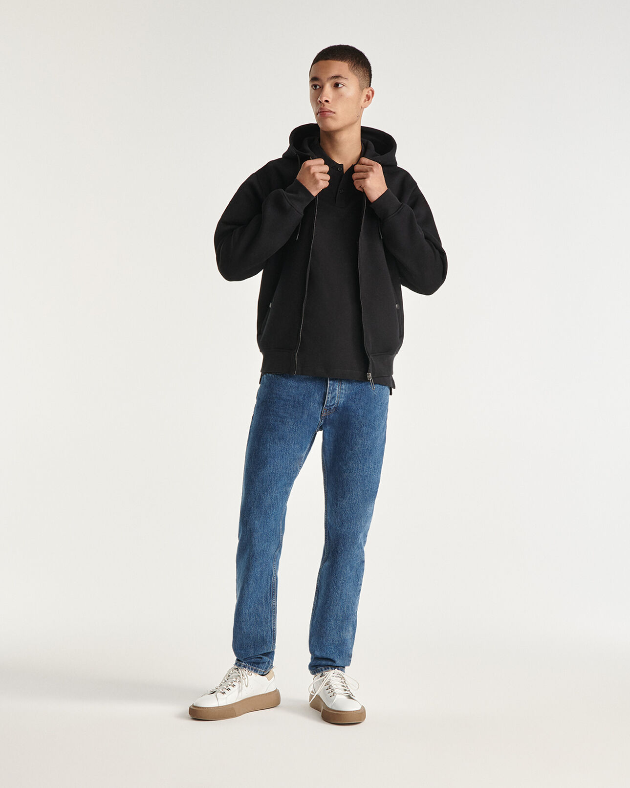 The Kooples HOMME BLACK sweat avec zip noir