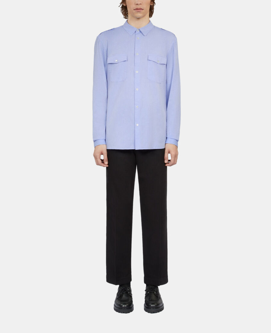 The Kooples HERREN LIGHT BLUE himmelblaues chevron-hemd