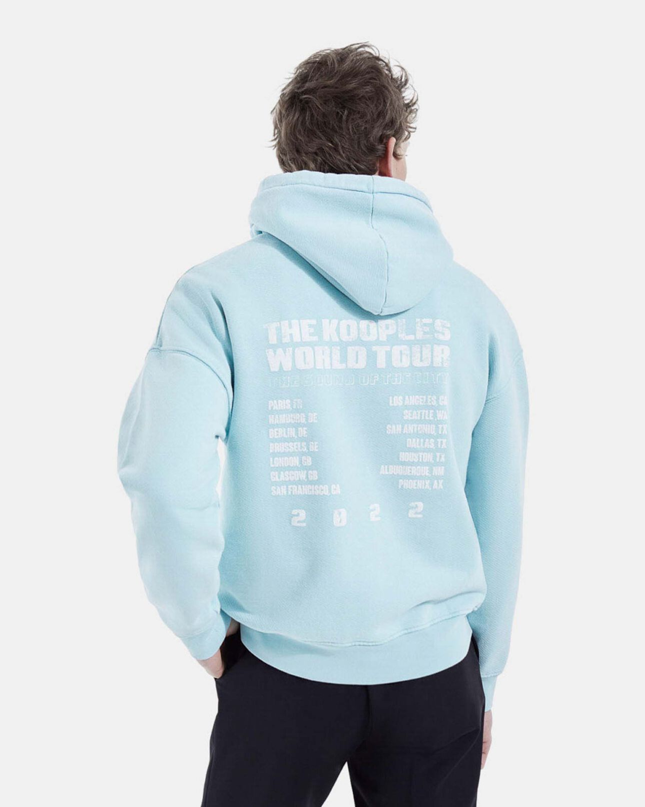 The Kooples HOMME BLUE SKY sweat capuche bleu ciel oversize print