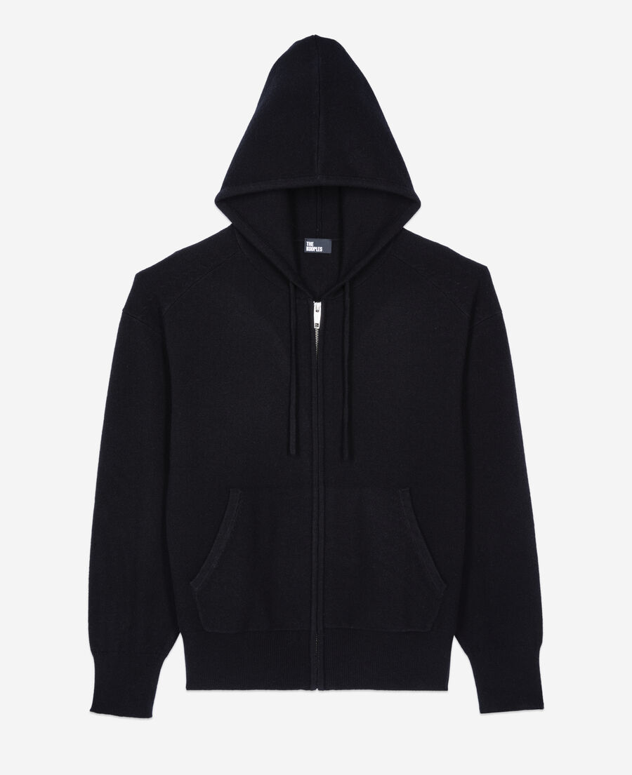 The Kooples WOMEN BLACK black wool and cashmere hoodie