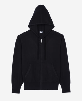 The Kooples WOMEN BLACK black wool and cashmere hoodie