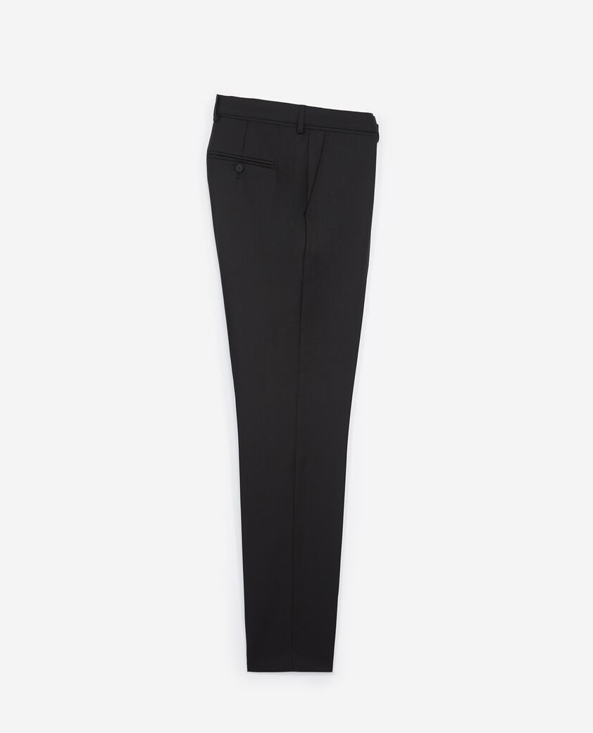 The Kooples HOMME BLACK pantalon de costume en laine à ceinture intégrée noir coupe ajustée