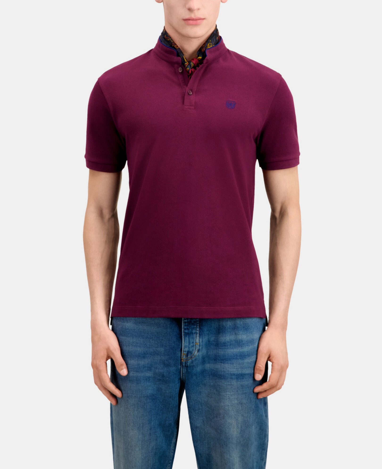 The Kooples MEN BORDEAUX burgundy cotton polo t-shirt