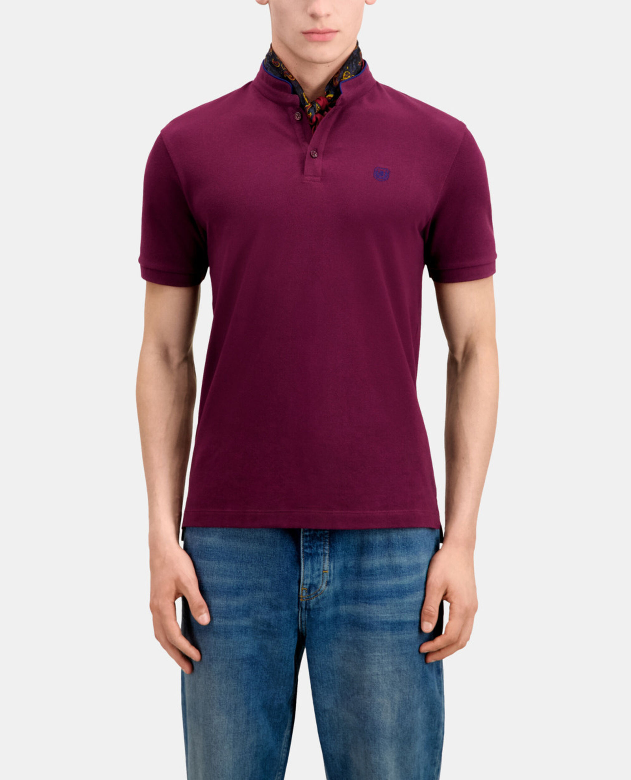 Burgundy cotton polo t-shirt, BORDEAUX, hi-res image number null