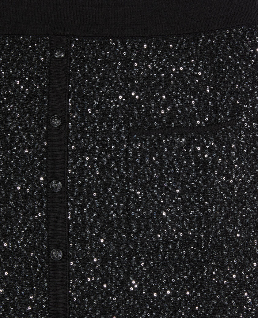The Kooples WOMEN BLACK black mid-length sequin skirt