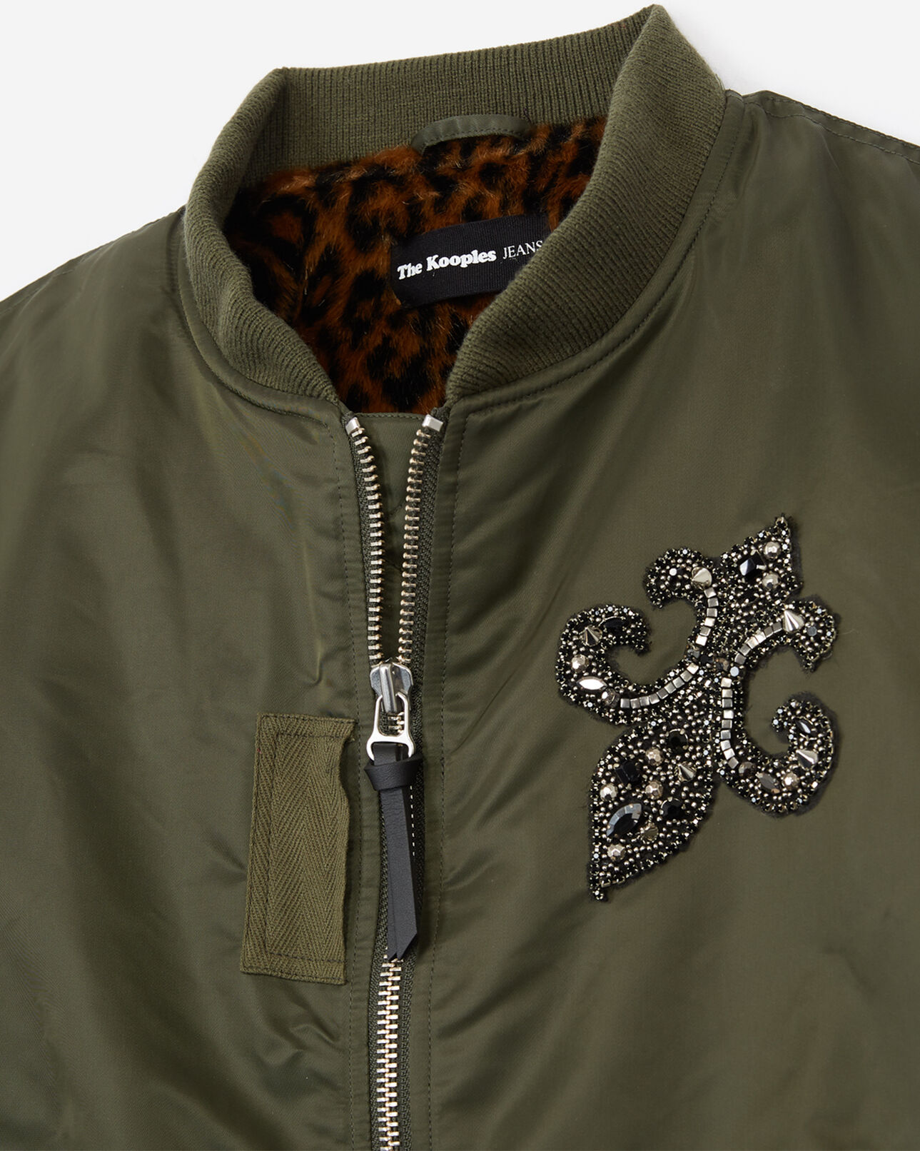 The Kooples FEMME KAKI blouson bombers kaki broderie badge fleur de lys