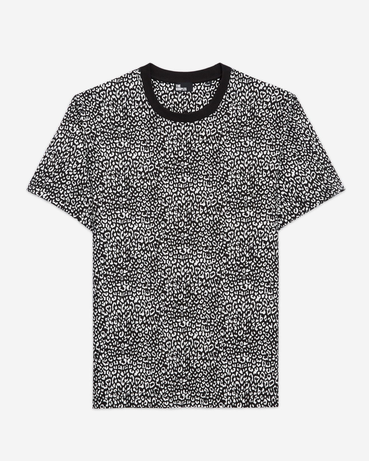 The Kooples MEN ECRU black leopard print t-shirt