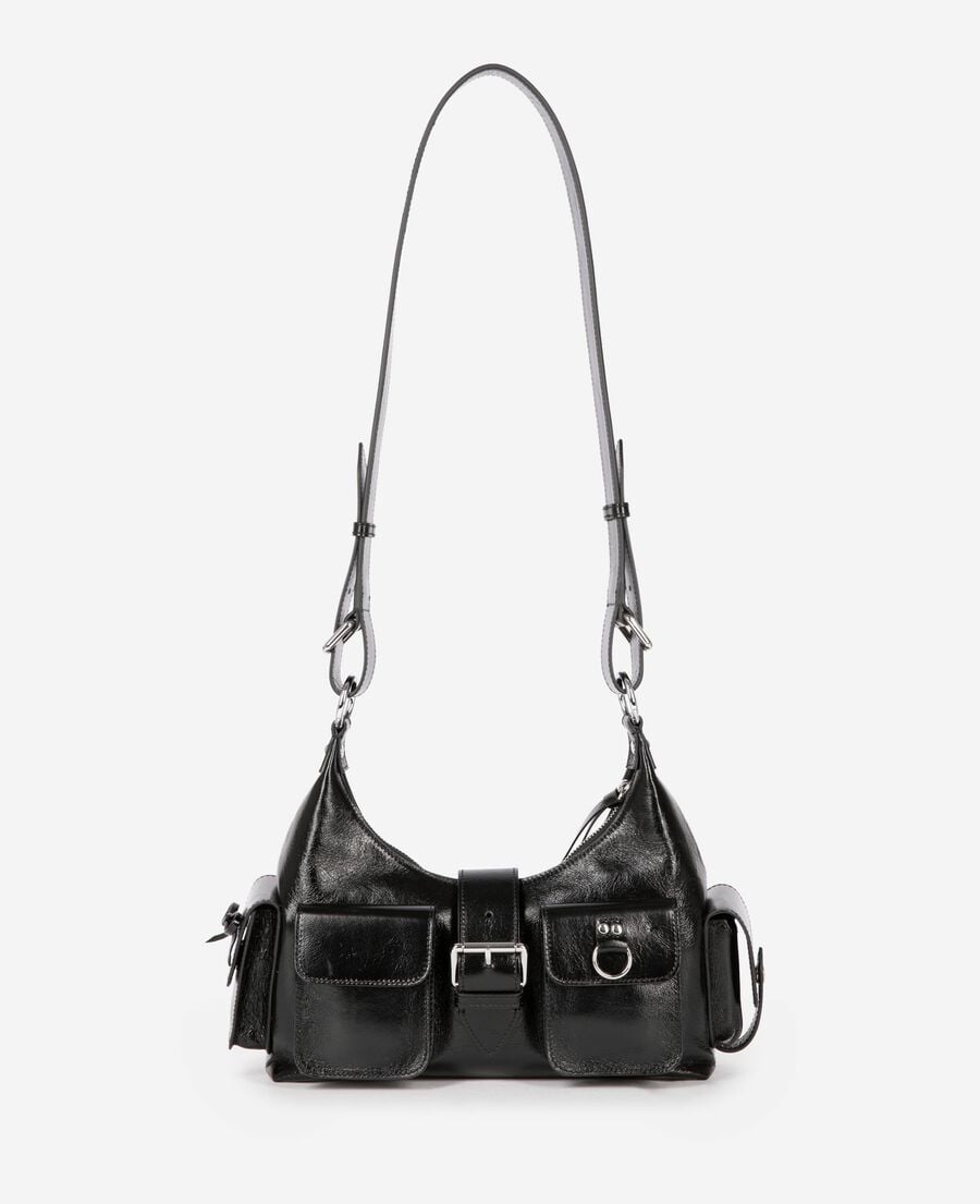 The Kooples DAMEN BLACK amelia taschengurt aus schwarzem rissleder