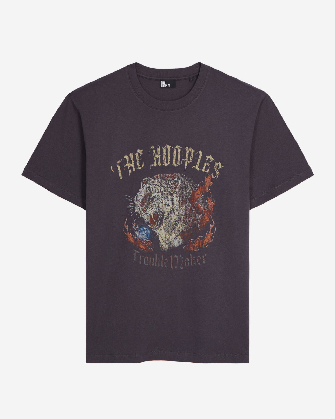 The Kooples HERREN CARBONE t-shirt in karbongrau mit fire tiger-siebdruck
