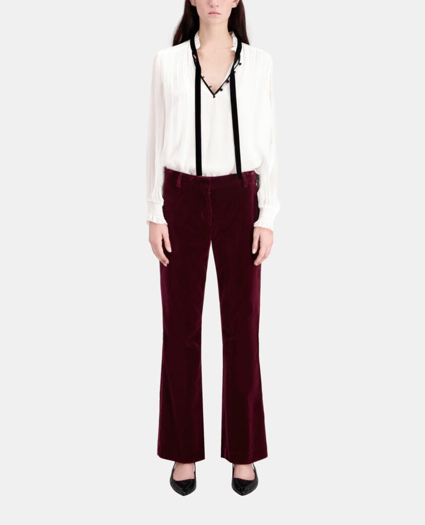 The Kooples WOMEN BURGUNDY burgundy velvet suit trousers