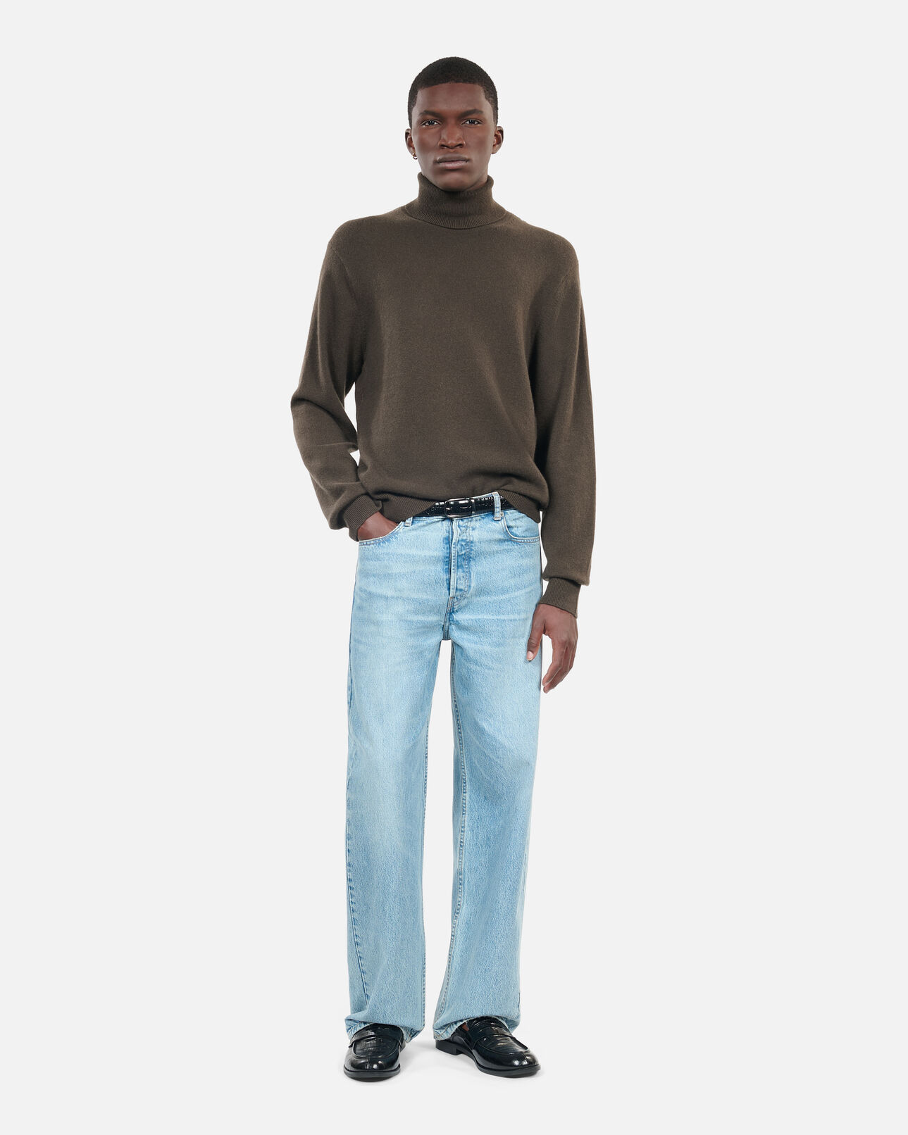 The Kooples HERREN KAKI khakifarbener pullover aus kaschmir
