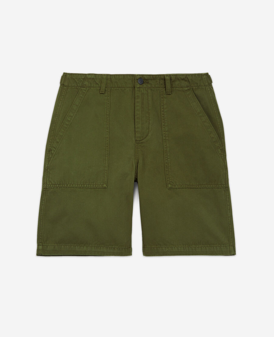 The Kooples H KAKI long khaki cotton shorts with four pockets