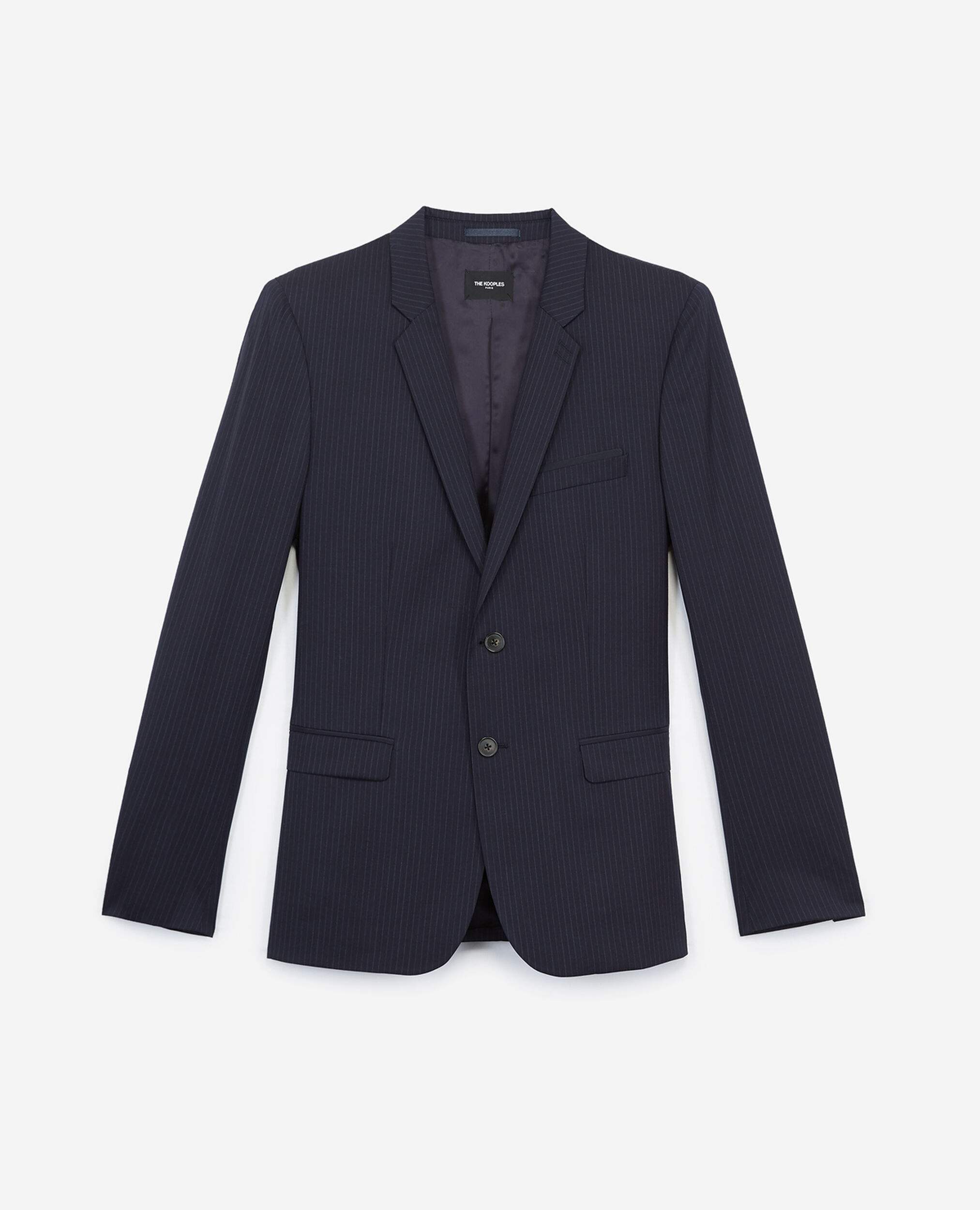 Blue wool formal jacket with stripes, NAVY, hi-res image number null