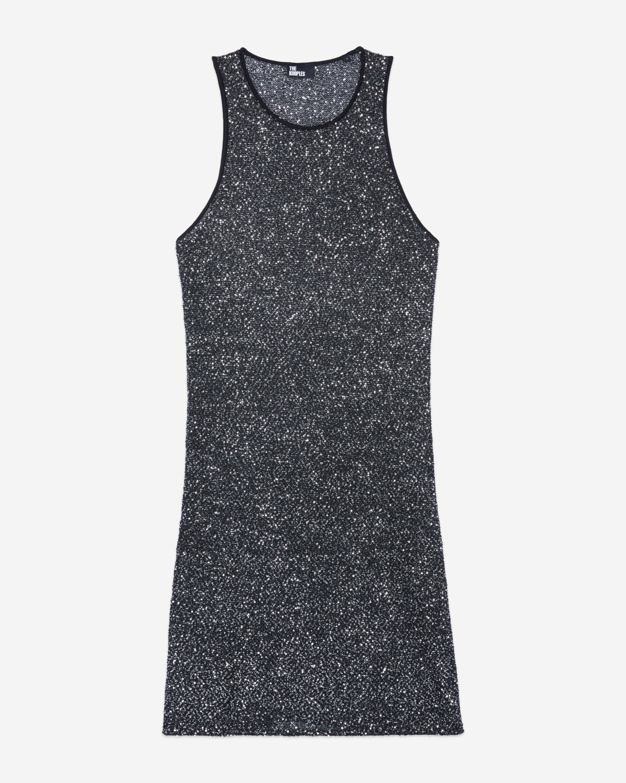 The Kooples DAMEN BLACK kurzes, schwarzes strickkleid mit pailletten
