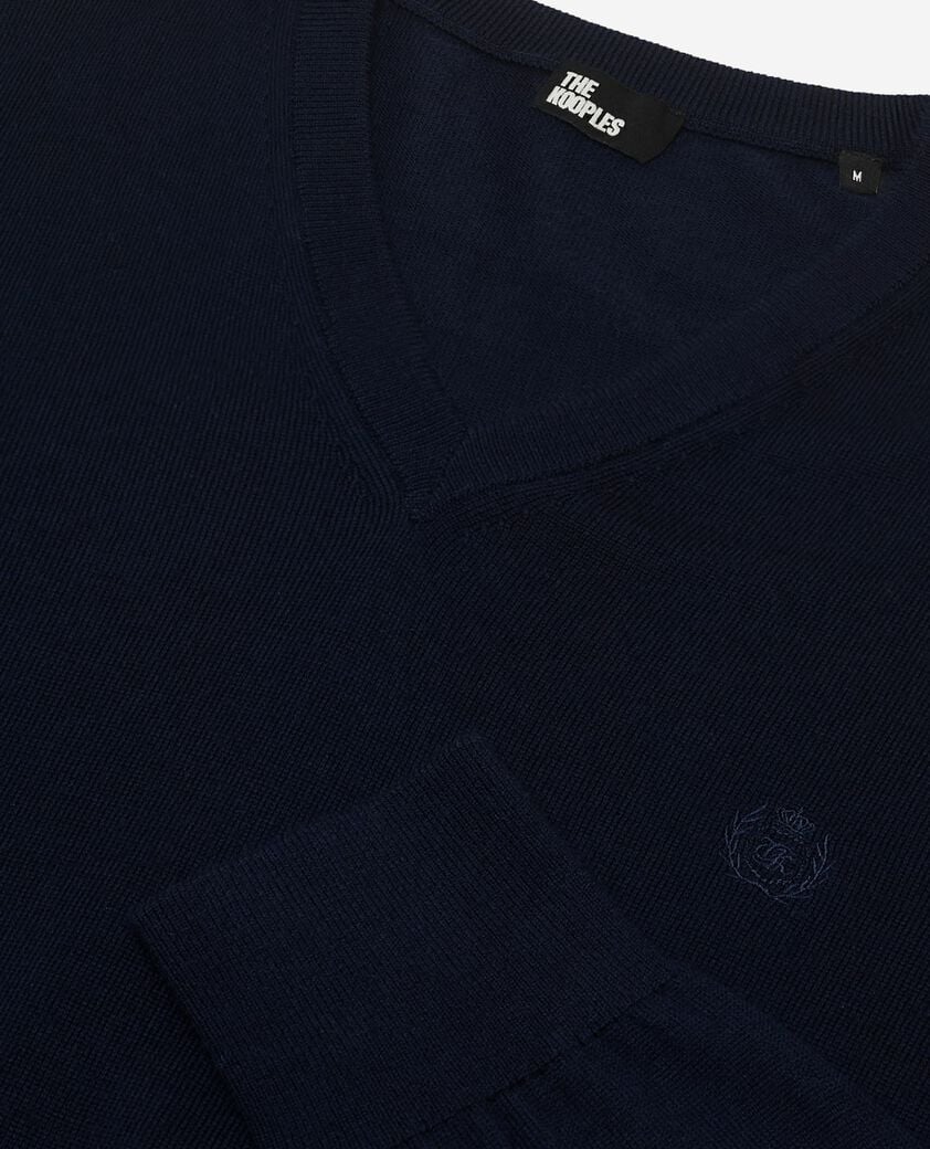 The Kooples HOMME NAVY pull col v en laine mérinos marine