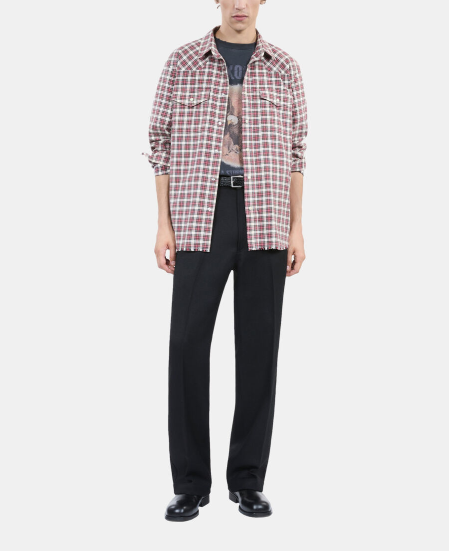 The Kooples MEN BLACK ECRU RED checked shirt