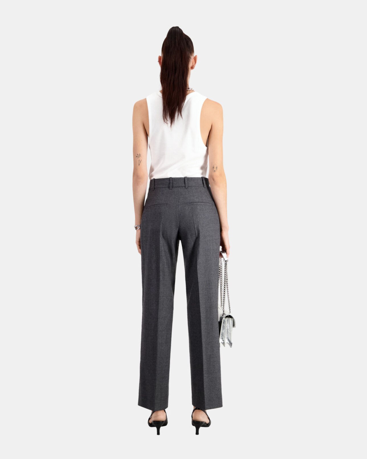 The Kooples WOMEN GREY grey flannel trousers with pleats