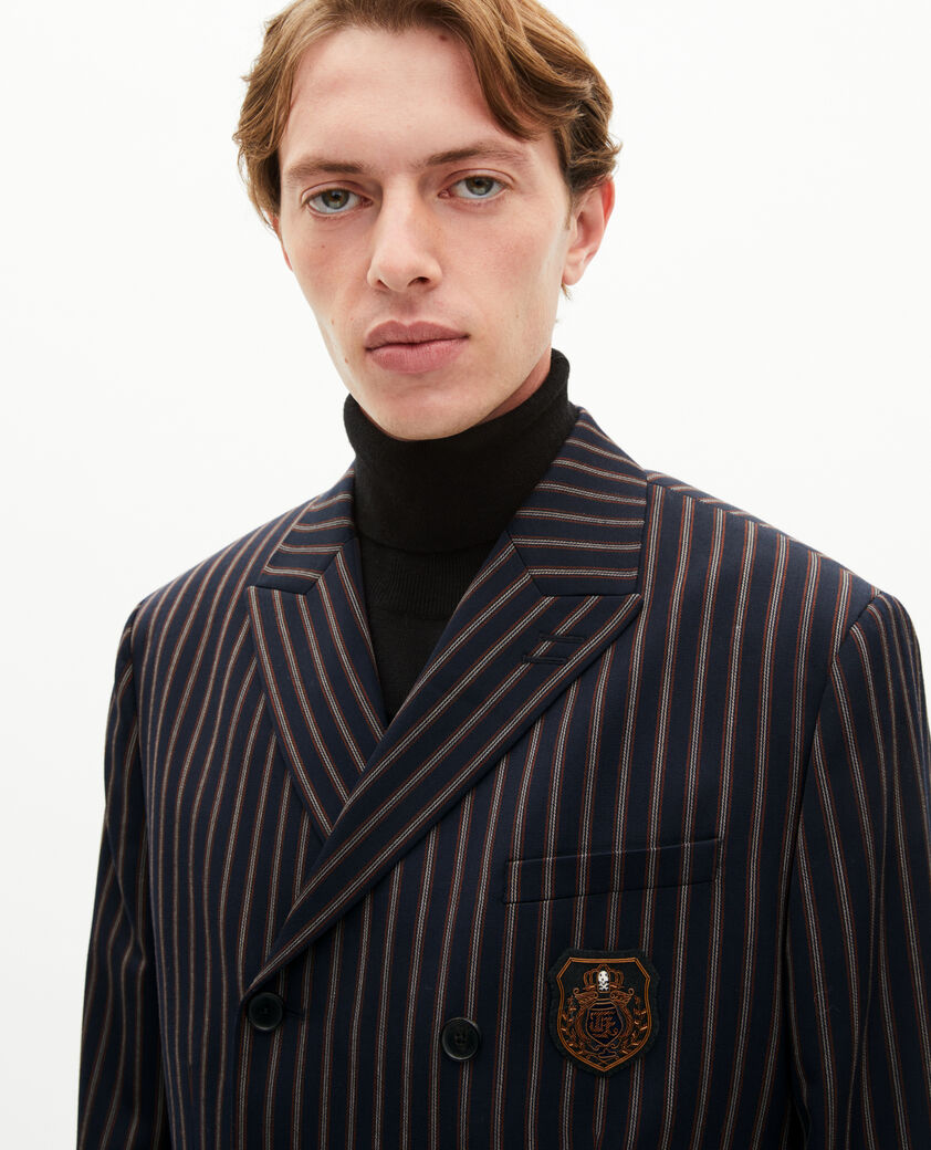 The Kooples MEN BLUE-WHITE-RED navy striped double-breasted jacket