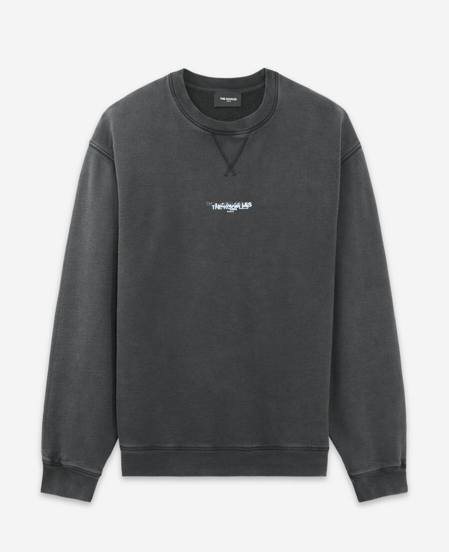 baumwoll-sweatshirt schwarz dreifach logo