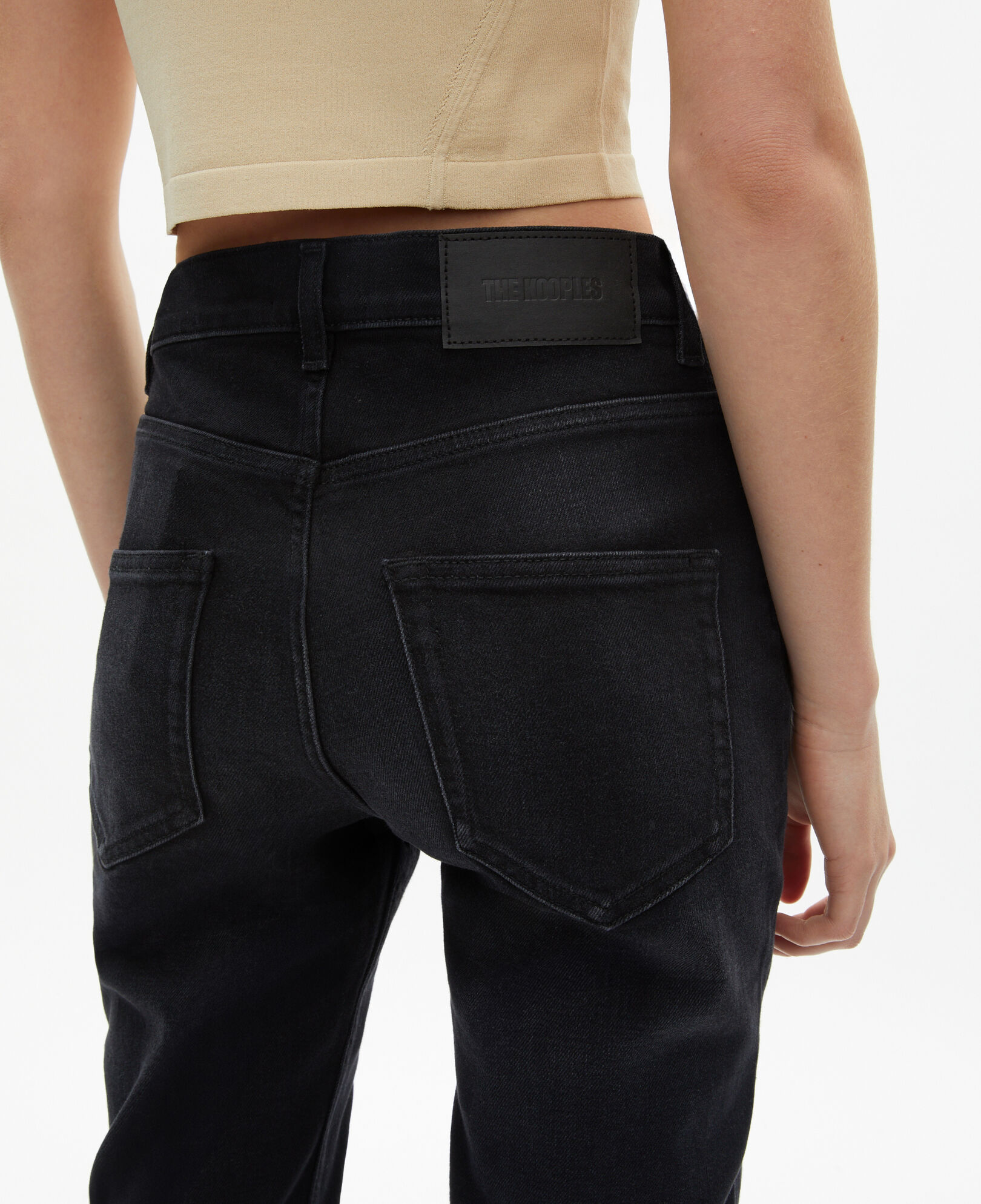 The Kooples MUJER BLACK WASHED vaqueros slim negros