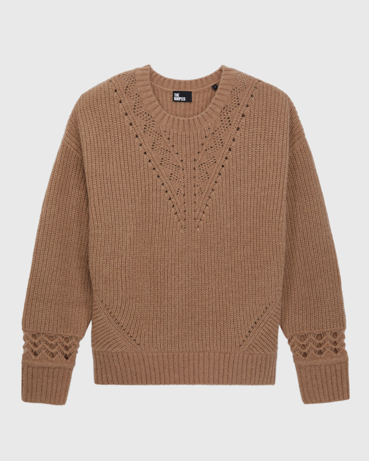 The Kooples FEMME BROWN-BEIGE pull camel en laine mélangée