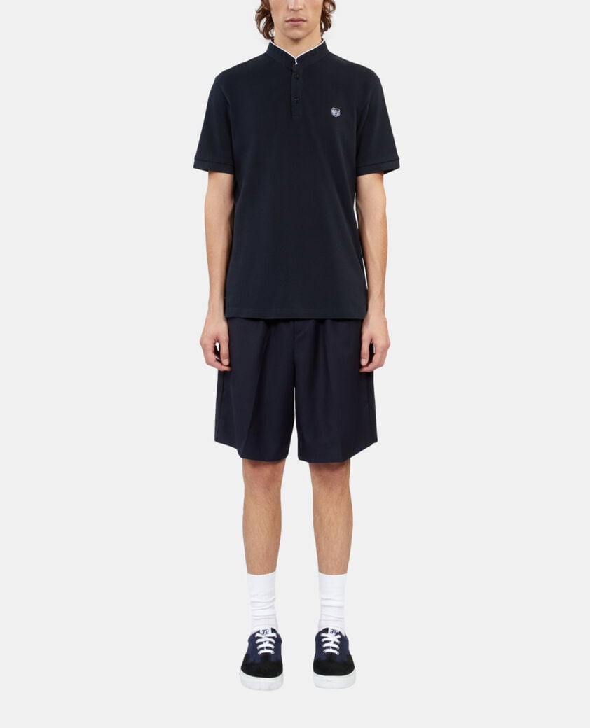 The Kooples MEN NAVY navy blue pique cotton polo t-shirt