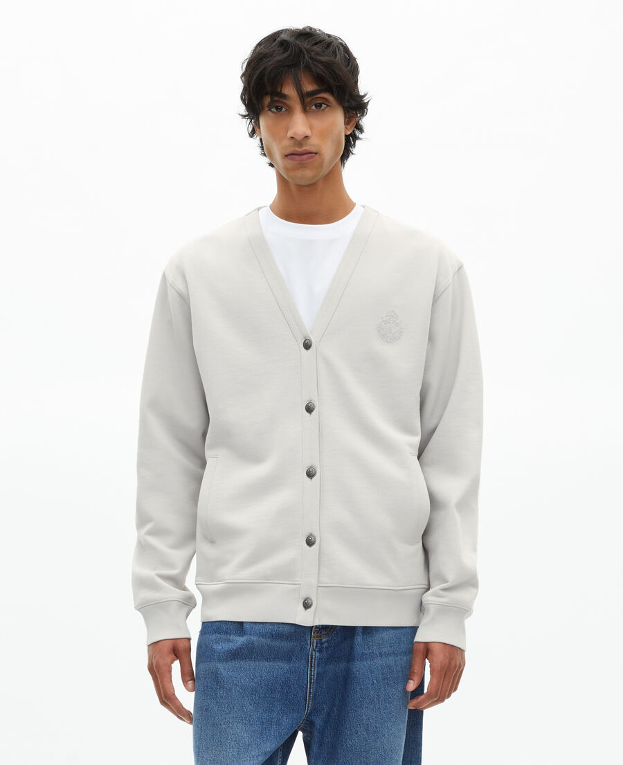 The Kooples MEN LIGHT GREY button-down cardigan in grey jersey