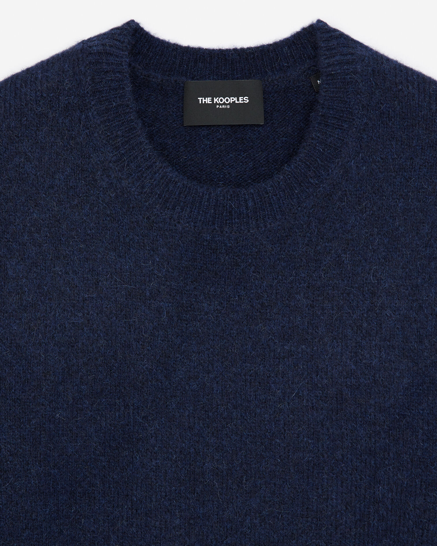 Navy blue alpaca wool crew neck sweater, DARK NAVY, hi-res image number null