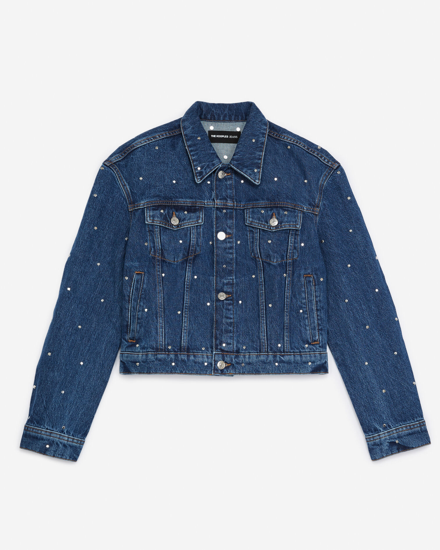 Blue denim jacket with studs all over, BLUE WASHED, hi-res image number null
