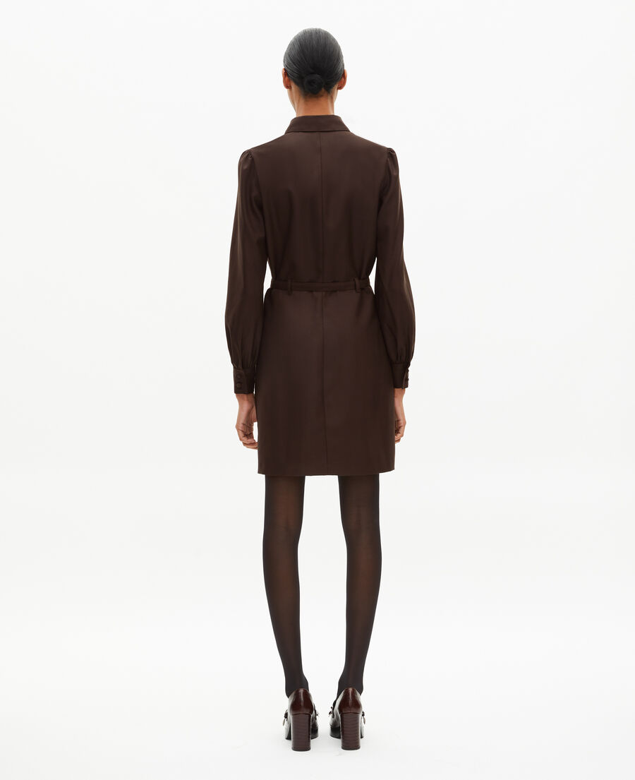 The Kooples WOMEN CHOCOLATE short dress in brown wool