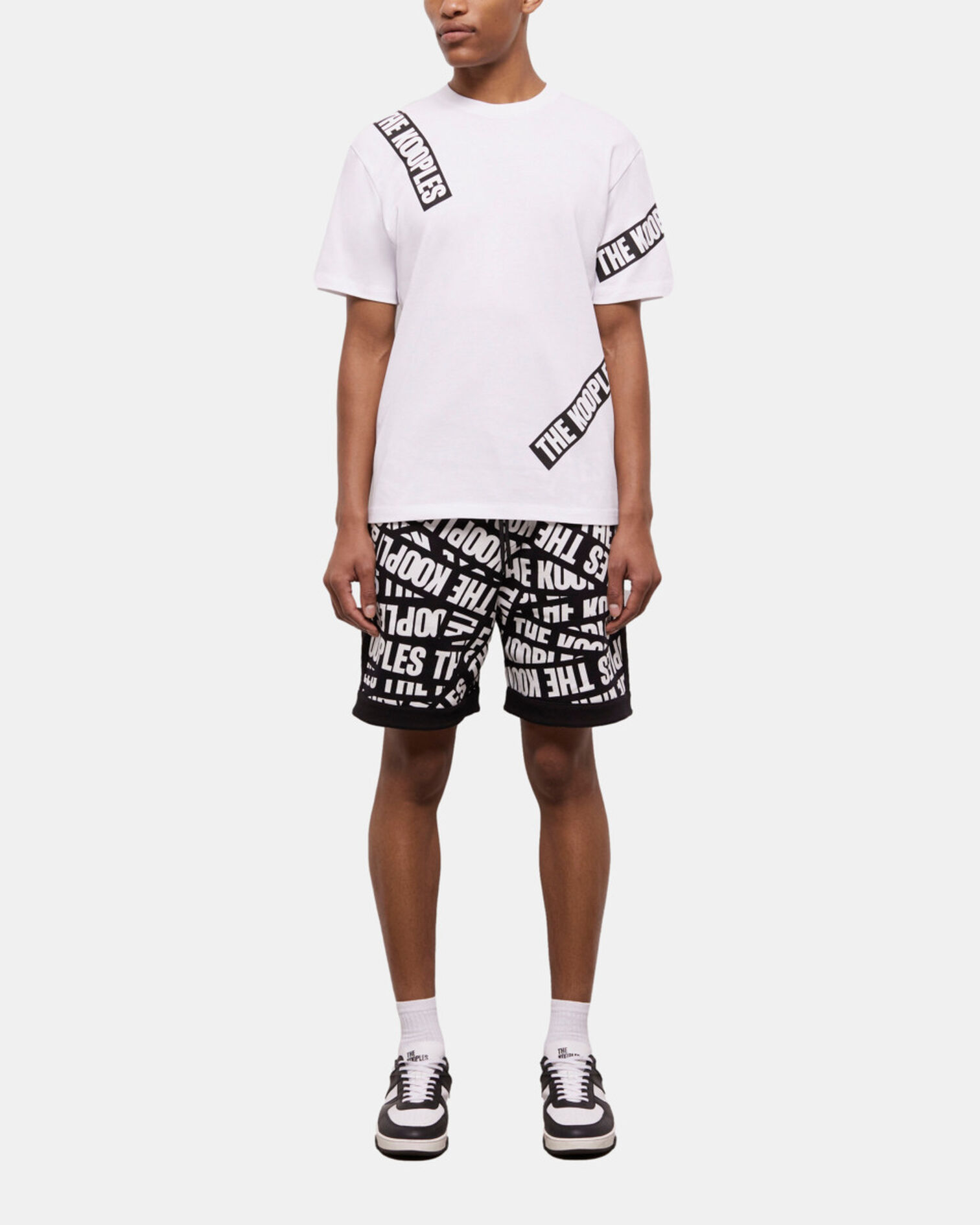 Men's white t-shirt with tape logo, WHITE, hi-res image number null