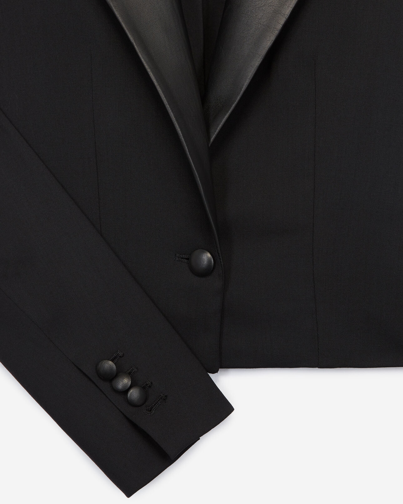 The Kooples WOMEN BLACK formal black jacket with leather lapels